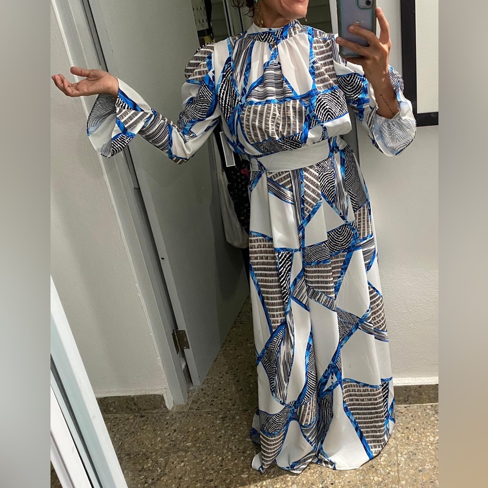 Blue Long Sleeve Dress